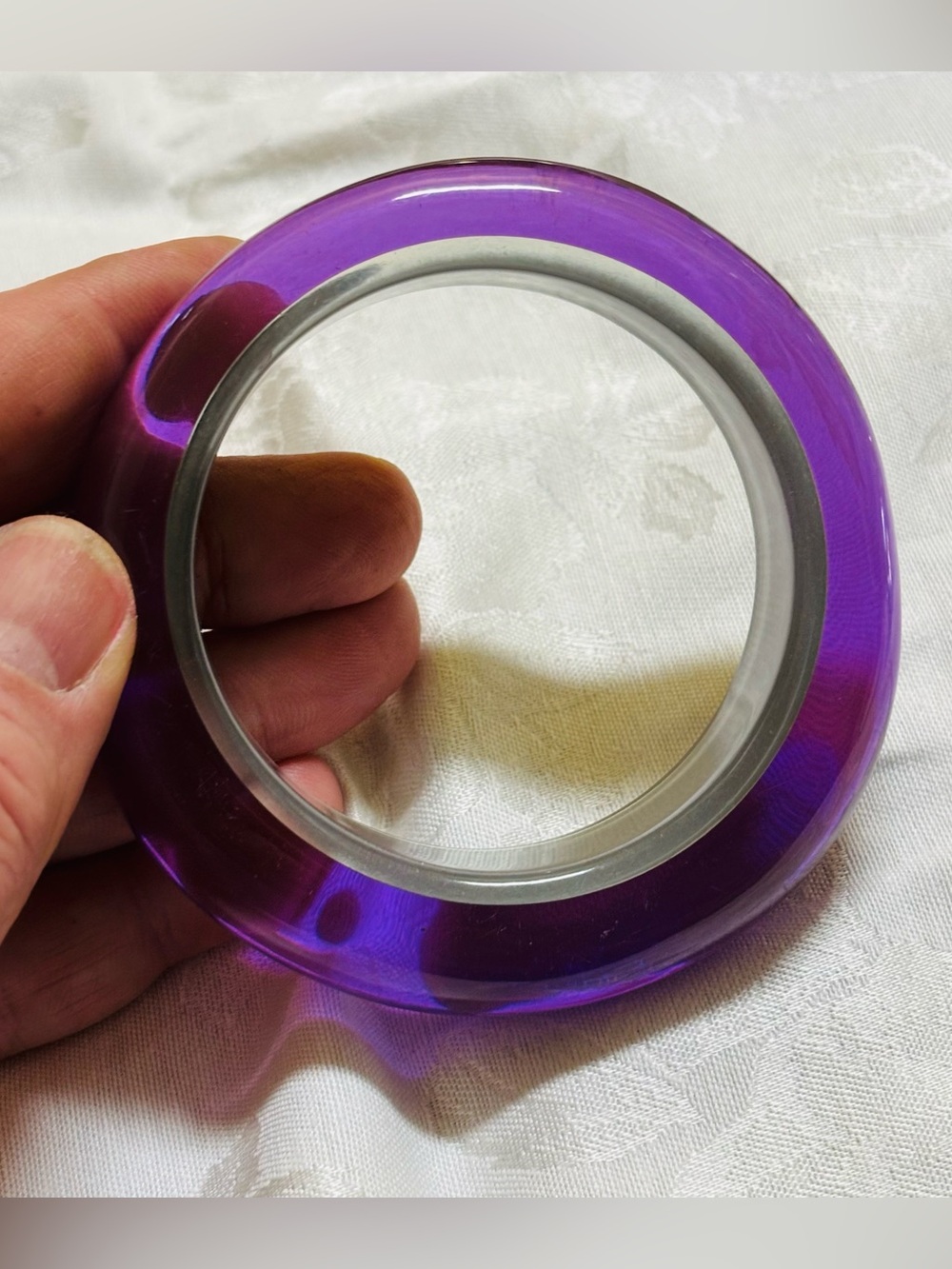 Purple Lucite Bangle Bracelet Size 7.5